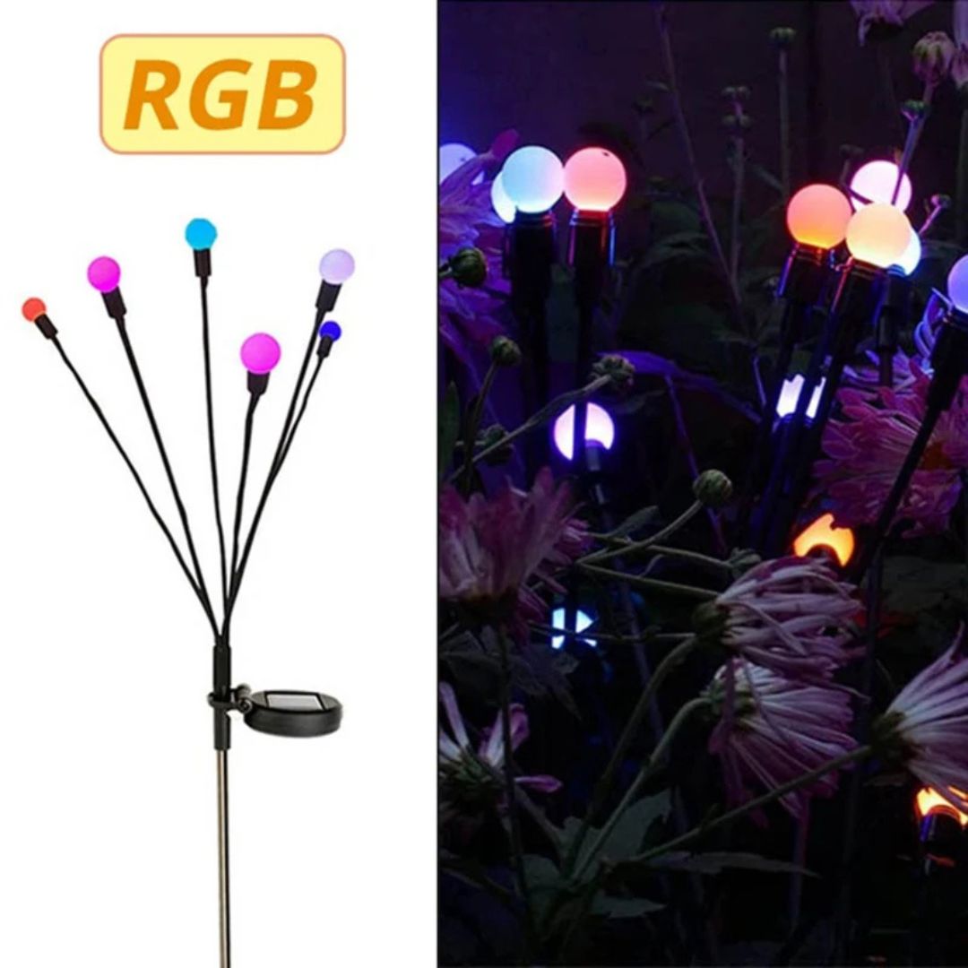 Luces Solares de Jardín Tipo Luciérnaga 6 Cabezas - Decoración Exterior Impermeable