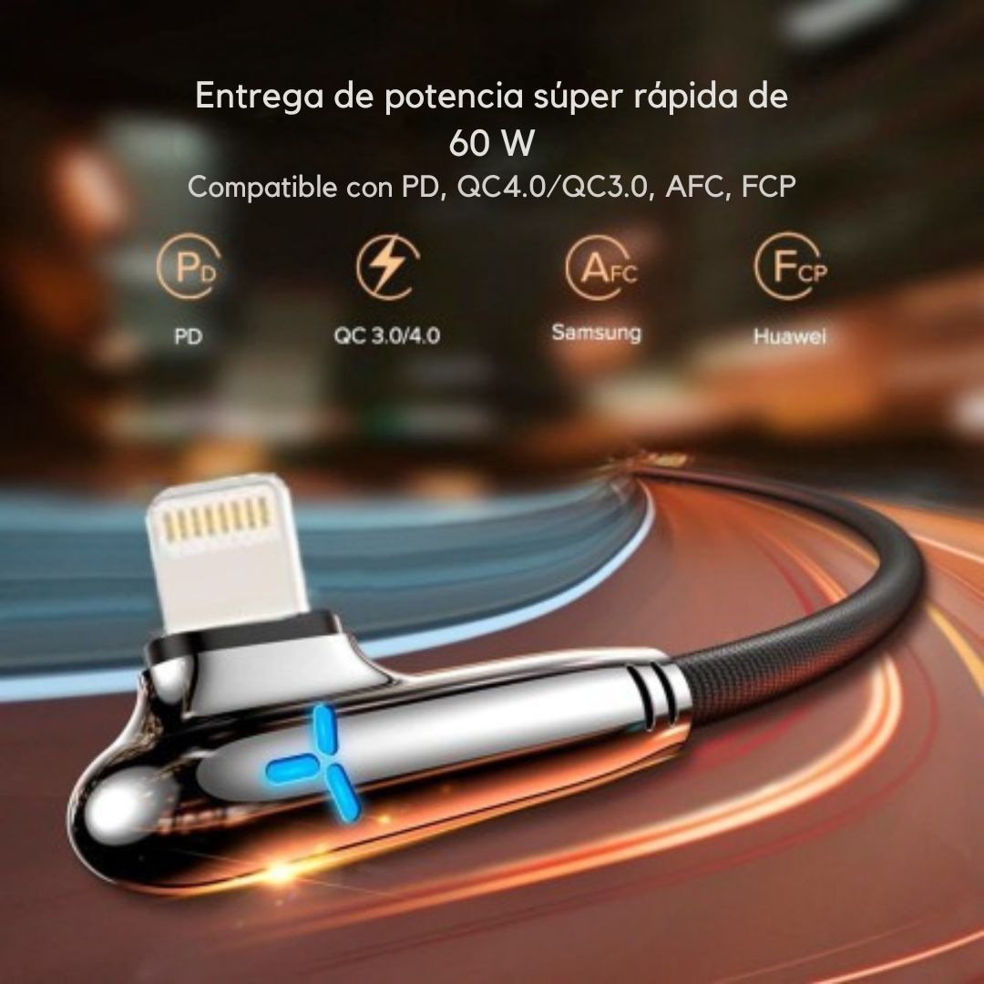 Cable Tipo C a Lightning 1 Metro – Carga Rápida 3A y Transferencia de Datos